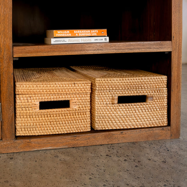 Rattan Storage Basket - Natural - Coastal Villa Homeware